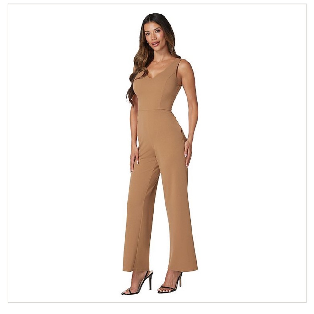 Bebe Tan Sleeveless Jumpsuit